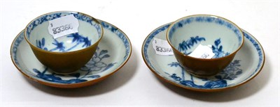 Lot 192 - A pair of Chinese shipwreck Nanking Cargo tea bowls and saucers, circa 1750, painted in...