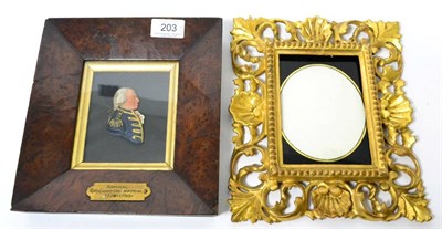 Lot 203 - A 19th century coloured wax portrait of Admiral Richard G Howe in a yew frame; and a giltwood...