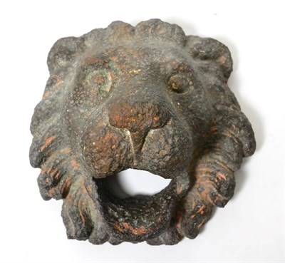 Lot 217 - A cast iron ";Lion mask"; fountain spout, 17th century, Italian, approx. 22cm by 21cm