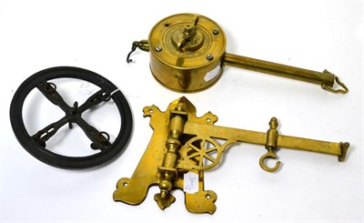 Lot 223 - A Victorian brass meat jack, with crank wind clockwork mechanism, the drum embossed `T...