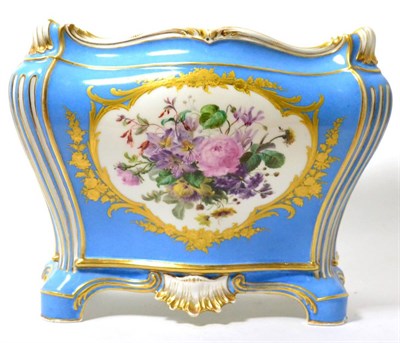 Lot 226 - A Sevres style porcelain jardiniere, of shaped rectangular form, painted with flower sprays in...